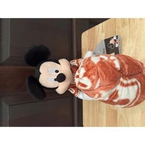 Disney Mickey Mouse Texas Longhorns Bean Bag Plush with Throw Blanket